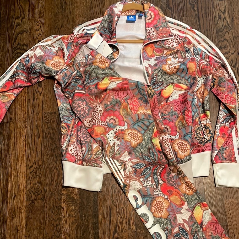 Adidas floral track jacket and leggings set